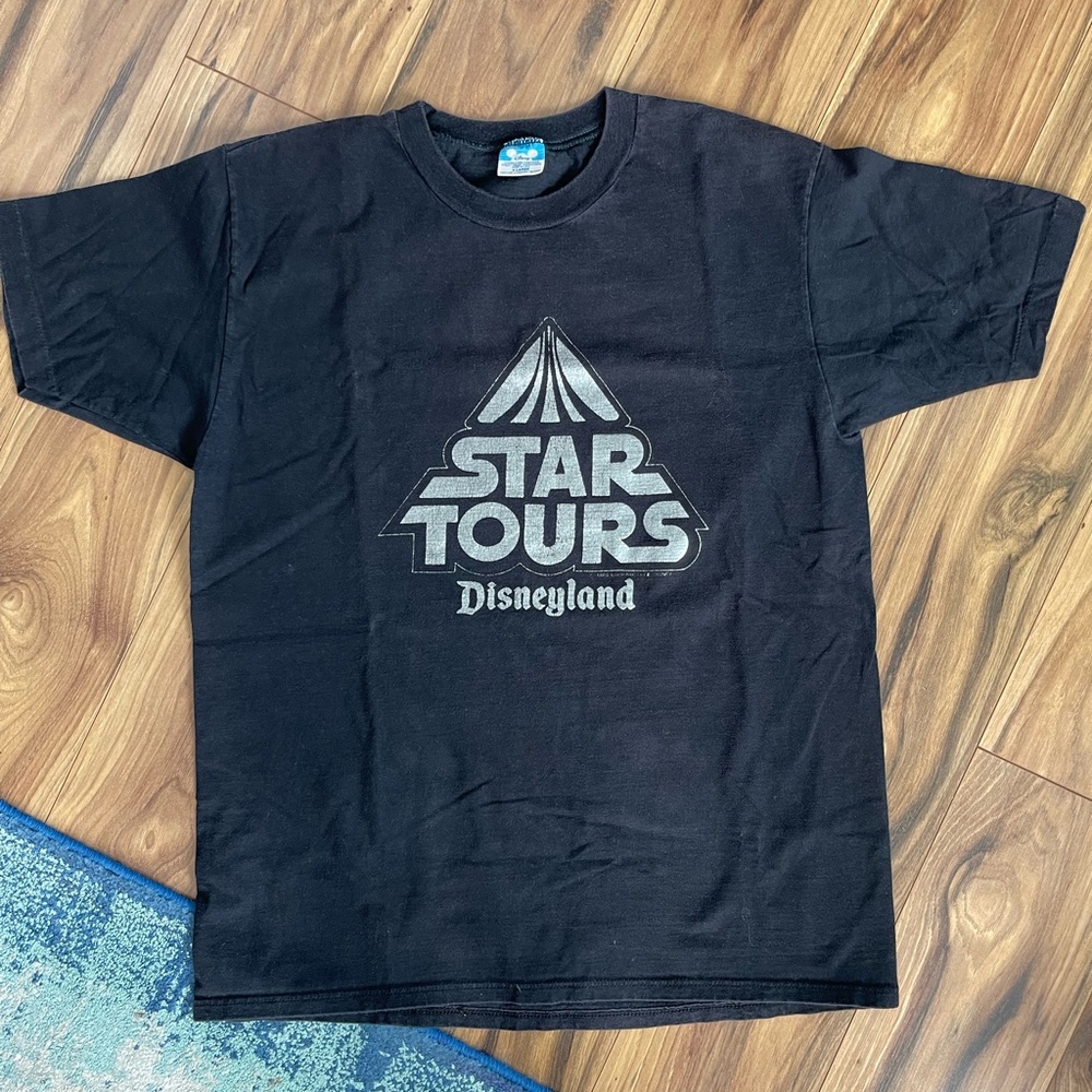 Vintage Disneyland silver foiled Star Tours shirt